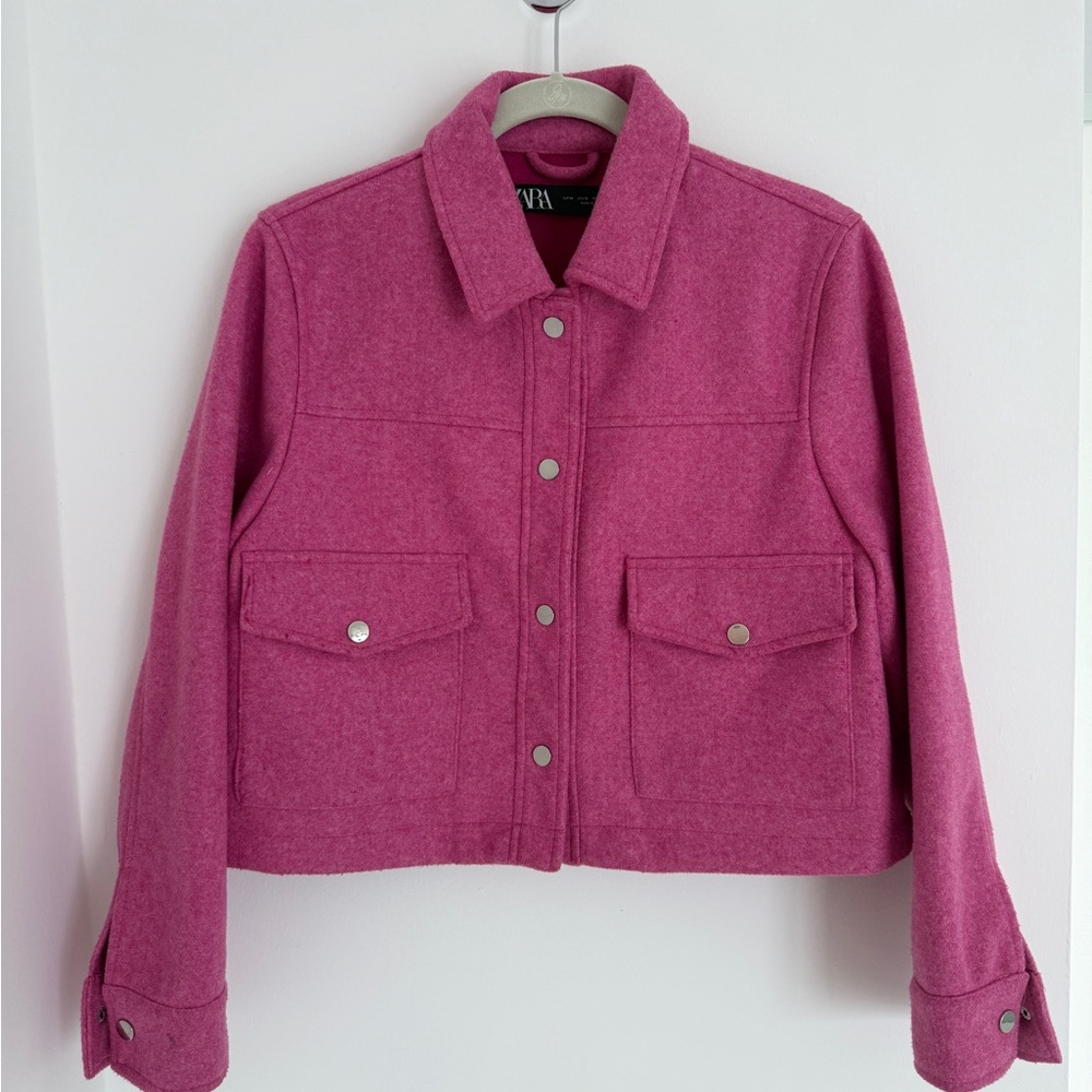 Zara cropped pink coat Size M